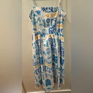 Blue and Yellow Patterned Dress